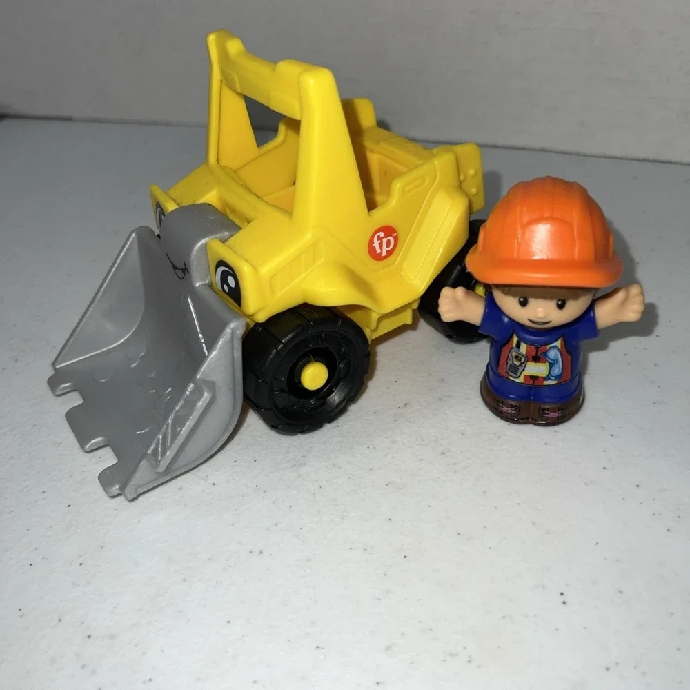 Fisher Price Little People Yellow Bulldozer  with Construction Worker figure